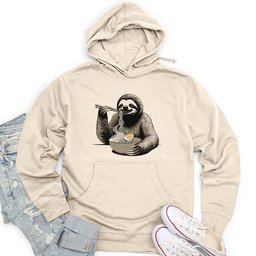 Sloth Eating Noodles Unisex Midweight Hoodie