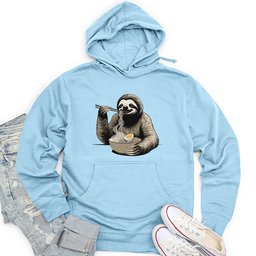 Sloth Eating Noodles Unisex Midweight Hoodie