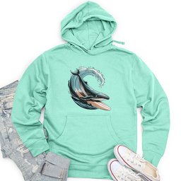 Whale Surfing on a Surfboard Unisex Midweight Hoodie