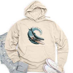 Whale Surfing on a Surfboard Unisex Midweight Hoodie