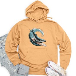Whale Surfing on a Surfboard Unisex Midweight Hoodie