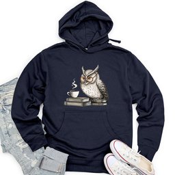 Owl on Book Unisex Midweight Hoodie