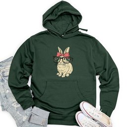 Rabbit With Glasses and Bow Unisex Midweight Hoodie