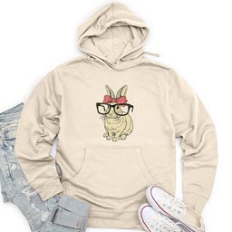 Rabbit With Glasses and Bow Unisex Midweight Hoodie