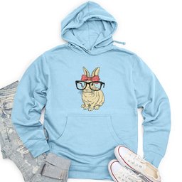 Rabbit With Glasses and Bow Unisex Midweight Hoodie