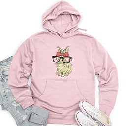 Rabbit With Glasses and Bow Unisex Midweight Hoodie