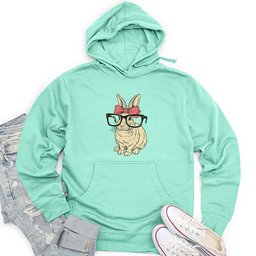 Rabbit With Glasses and Bow Unisex Midweight Hoodie