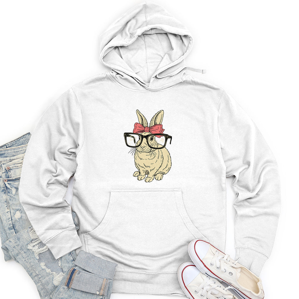 Rabbit With Glasses and Bow Unisex Midweight Hoodie