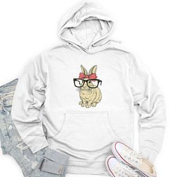 Rabbit With Glasses and Bow Unisex Midweight Hoodie