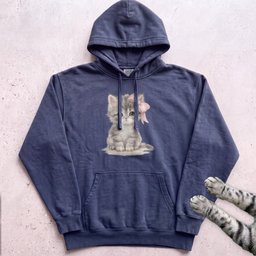 Cute Kitten With Pink Bow Hoodie Gift For Cat Lover