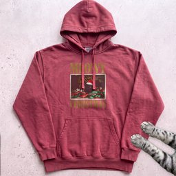 Meowy Christmas Wrapping Paper Cat Hoodie Gift For Cat Lover