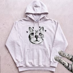 Cute Cat Face Hoodie Gift For Cat Lover