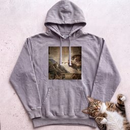 Creation Of Adam Customizable Personalized Hoodie Gift For Cat Lover