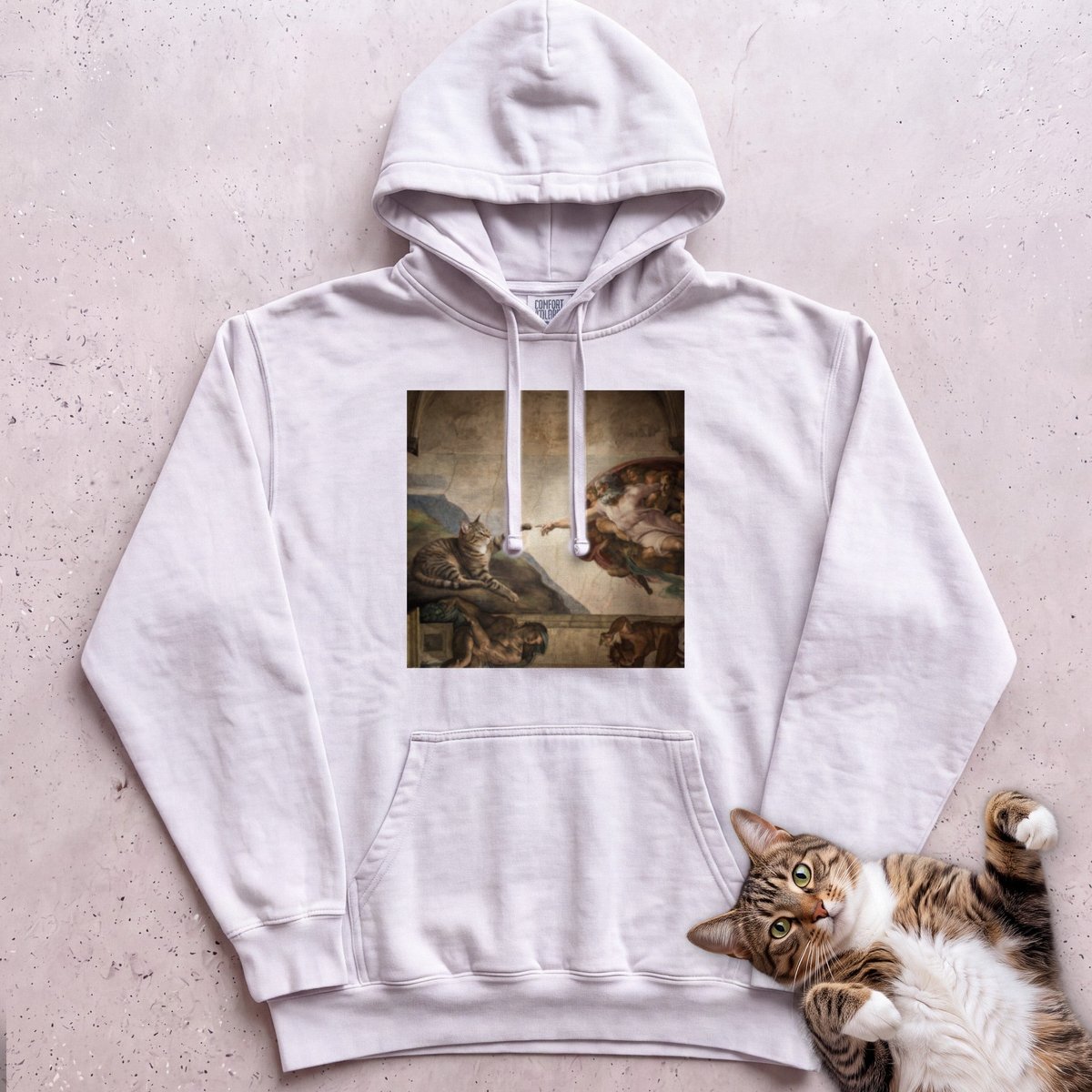 Creation Of Adam Customizable Personalized Hoodie Gift For Cat Lover