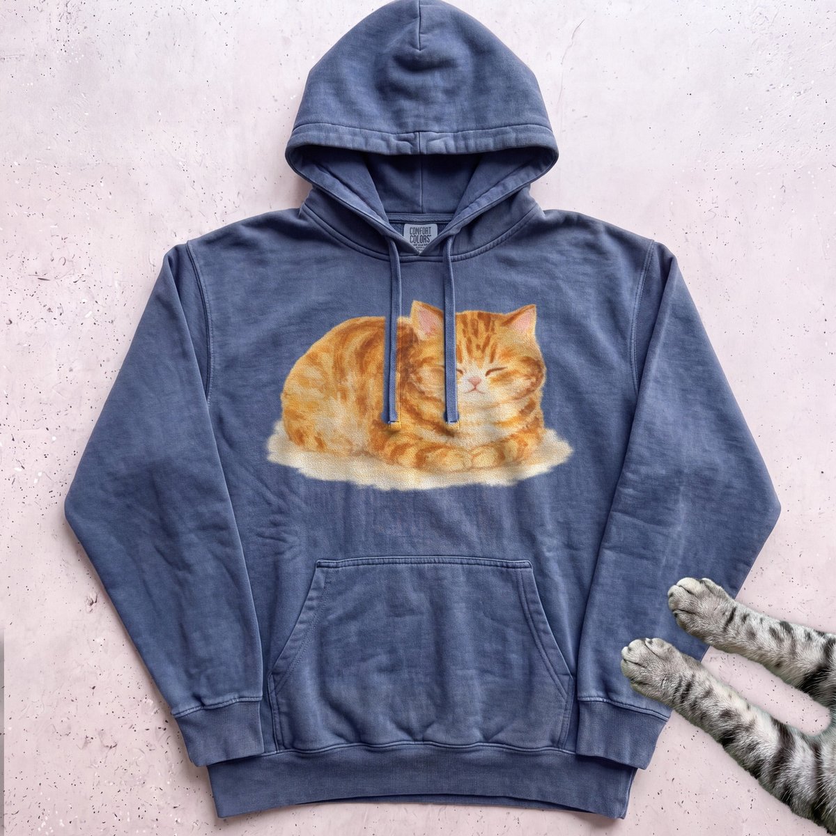 Orange Loafing Cat Hoodie Gift For Cat Lover
