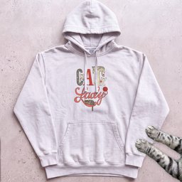 Cat Lady Hoodie Cute Retro Cat Illustration Hoodie Gift For Cat Lover