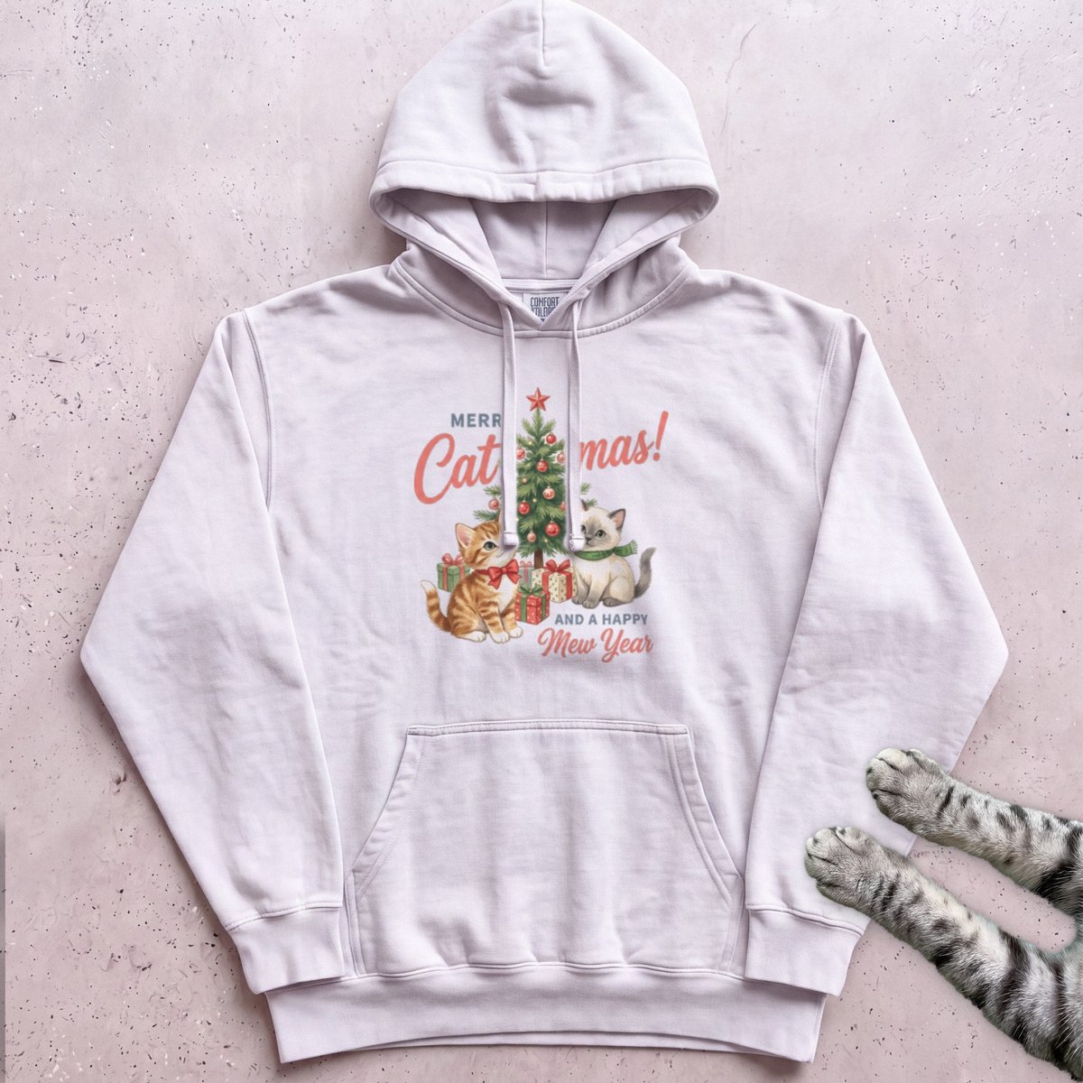 Merry Catmas And A Happy Mew Year Cat Hoodie Gift For Cat Lover