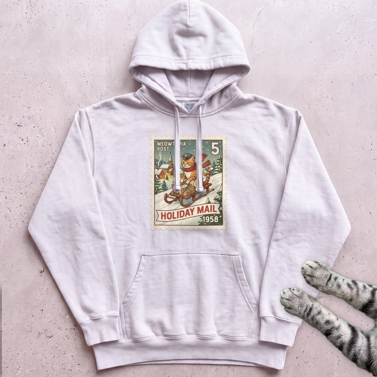 Meowtopia Post Stamp Cat Hoodie Gift For Cat Lover