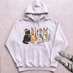 Four Festive Cats Hoodie Gift For Cat Lover