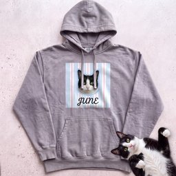Personalized Cat Hoodie Custom Pet Portrait Name Cute Black And White Cat Design Gift For Cat Lover