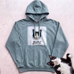 Personalized Cat Hoodie Custom Pet Portrait Name Cute Black And White Cat Design Gift For Cat Lover