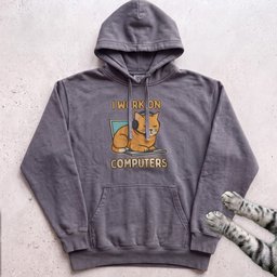 I Work On Computers Cat Hoodie Gift For Cat Lover