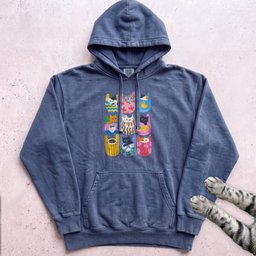 Cats In Pockets Graphic Hoodie Cute Colorful Print Gift For Cat Lover