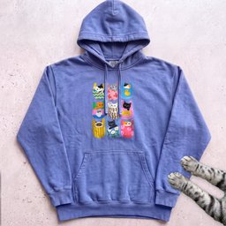 Cats In Pockets Graphic Hoodie Cute Colorful Print Gift For Cat Lover