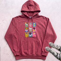 Cats In Pockets Graphic Hoodie Cute Colorful Print Gift For Cat Lover