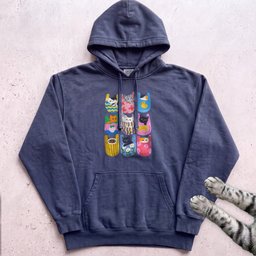 Cats In Pockets Graphic Hoodie Cute Colorful Print Gift For Cat Lover