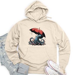 Octopus Holding Umbrella Unisex Midweight Hoodie