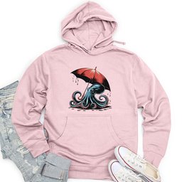 Octopus Holding Umbrella Unisex Midweight Hoodie