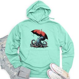 Octopus Holding Umbrella Unisex Midweight Hoodie