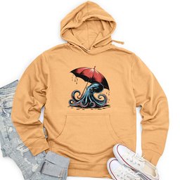 Octopus Holding Umbrella Unisex Midweight Hoodie