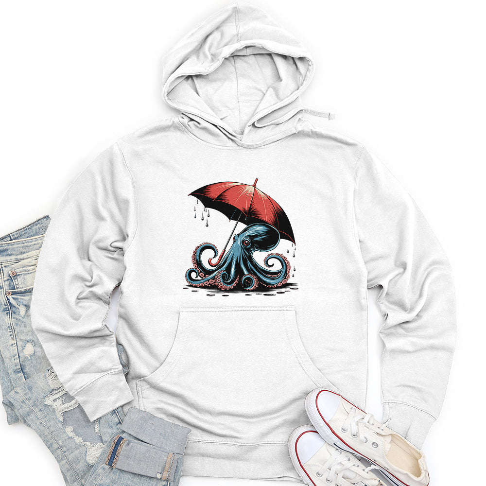 Octopus Holding Umbrella Unisex Midweight Hoodie
