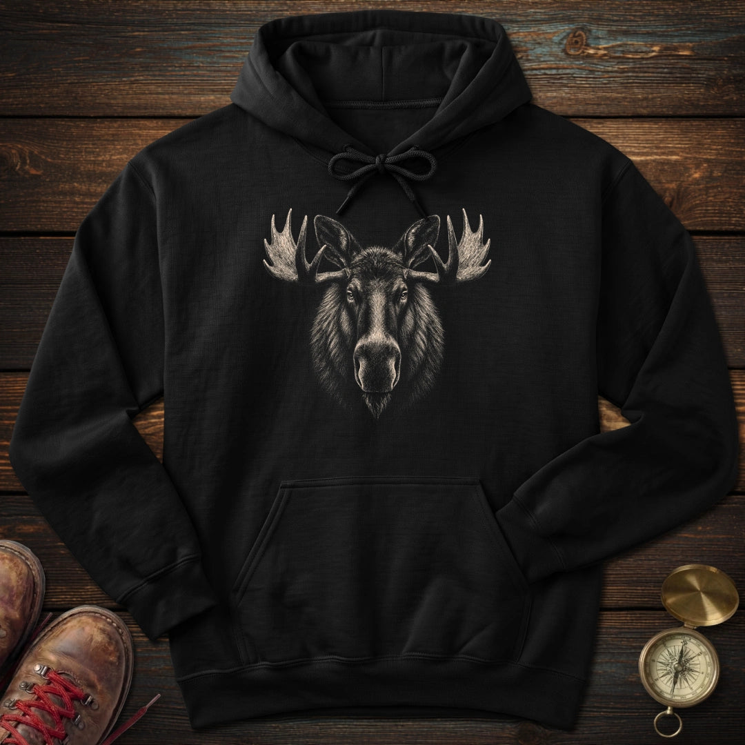 Moose Portrait Hoodie Gift For National Park Lover