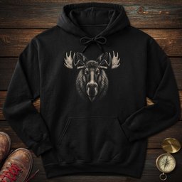 Moose Portrait Hoodie Gift For National Park Lover