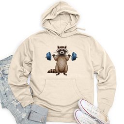 Raccoon Dumbbelling Unisex Midweight Hoodie