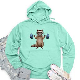Raccoon Dumbbelling Unisex Midweight Hoodie