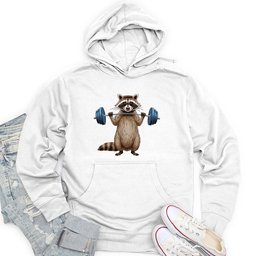 Raccoon Dumbbelling Unisex Midweight Hoodie