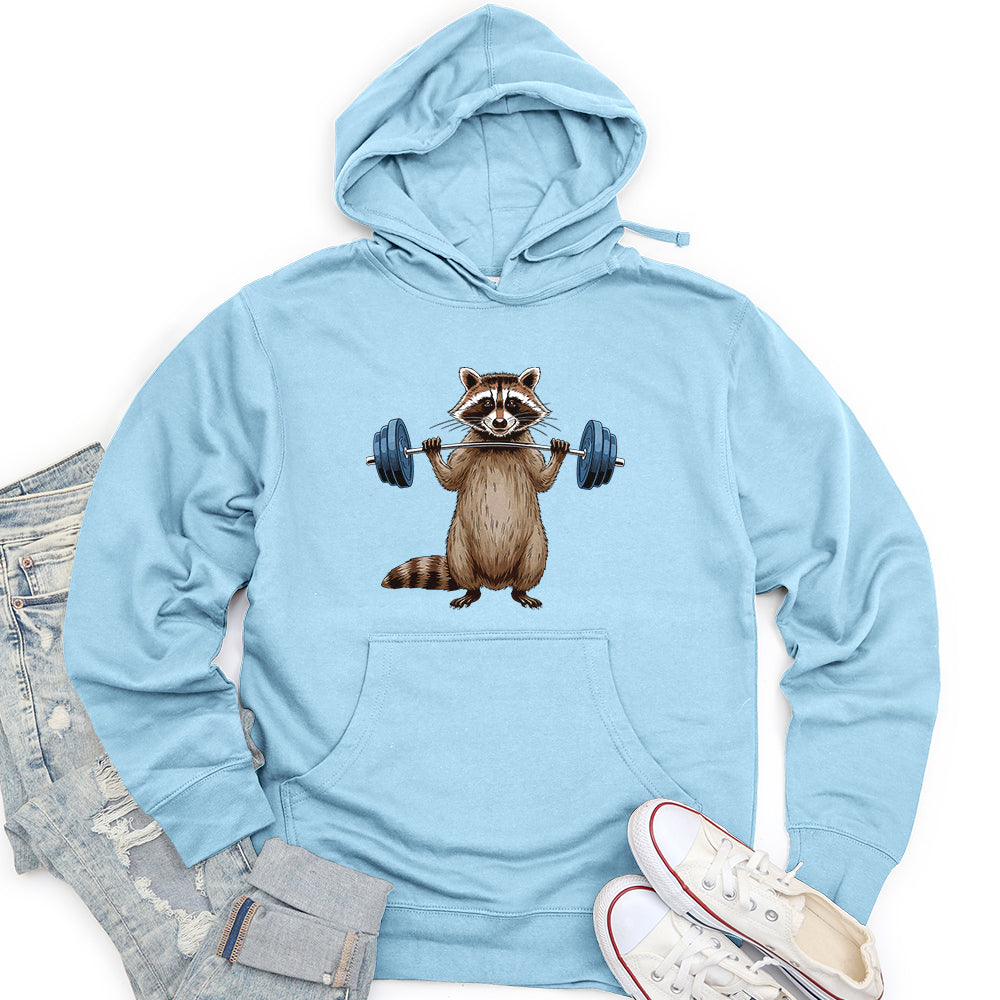 Raccoon Dumbbelling Unisex Midweight Hoodie