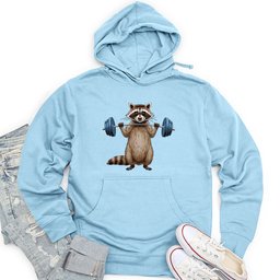 Raccoon Dumbbelling Unisex Midweight Hoodie