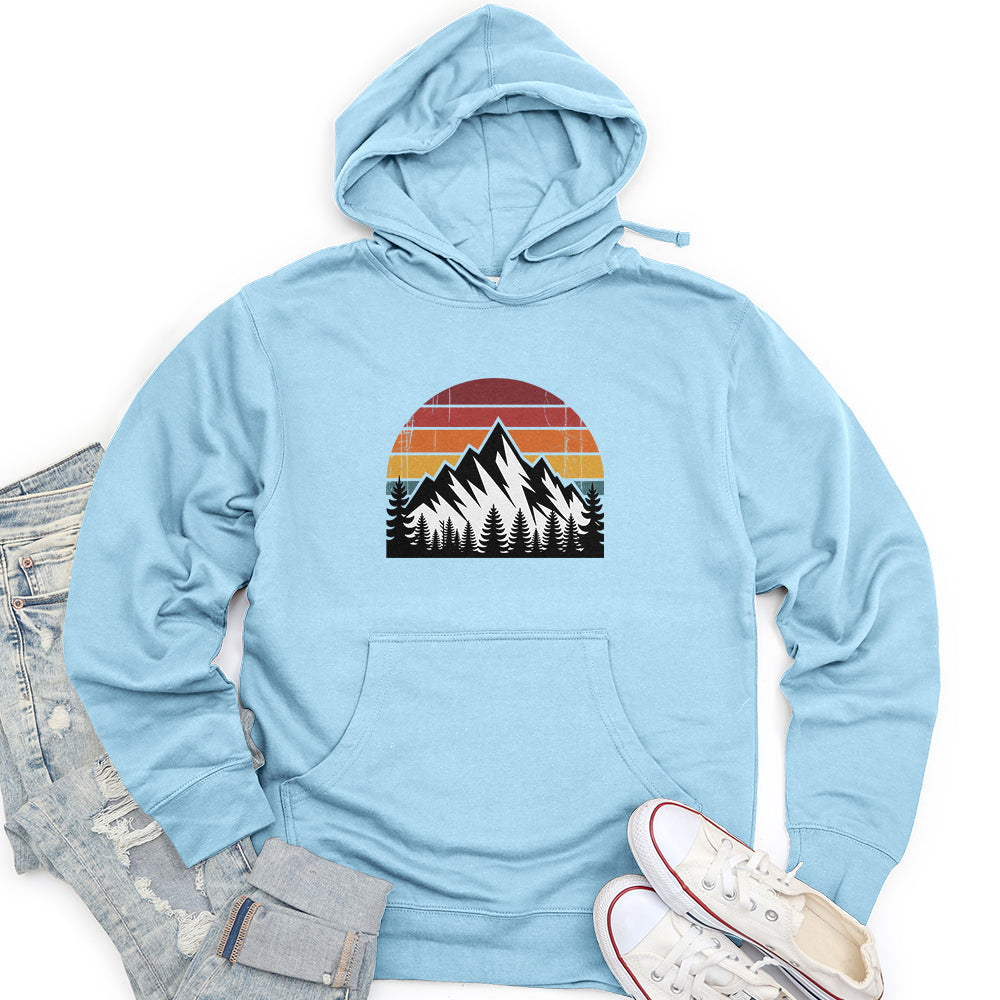 Retro Vintage Mountain Unisex Midweight Hoodie