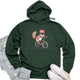 Squirrel Cycling Adventure Unisex Midweight Hoodie