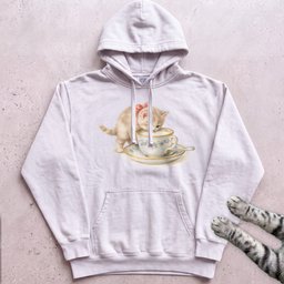 Cat In Teacup Hoodie Gift For Cat Lover