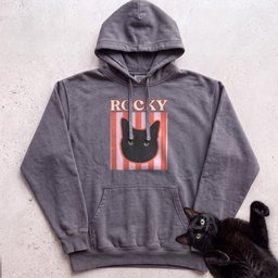Personalized Cat Graphic Hoodie Retro Pink Stripe Black Cat Hoodie Gift For Cat Lover