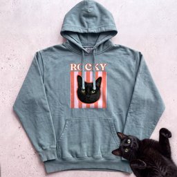 Personalized Cat Graphic Hoodie Retro Pink Stripe Black Cat Hoodie Gift For Cat Lover