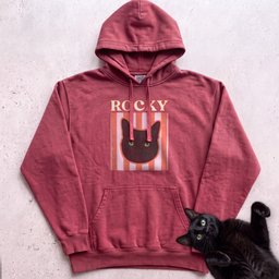 Personalized Cat Graphic Hoodie Retro Pink Stripe Black Cat Hoodie Gift For Cat Lover