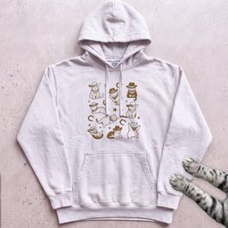 Cowboy Cats Graphic Hoodie Gift For Cat Lover