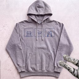 Minimal Cute Kitty Blocks Hoodie Gift For Cat Lover